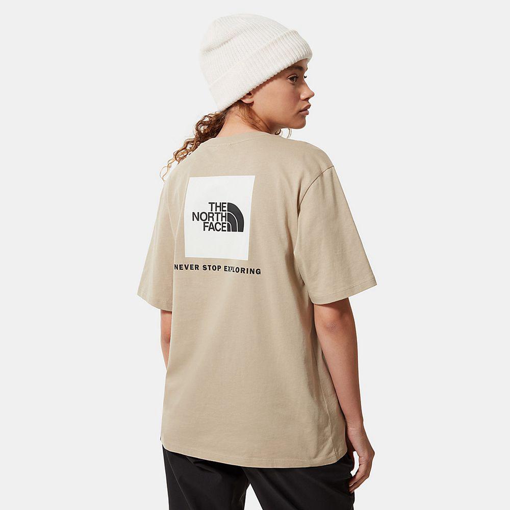 The North Face Relaxed Redbox Γυναικεια T Shirt - Χακί / Ασπρα (SXRY75294)